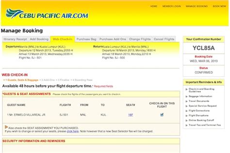 Cebu Pacific Air Online Check in .